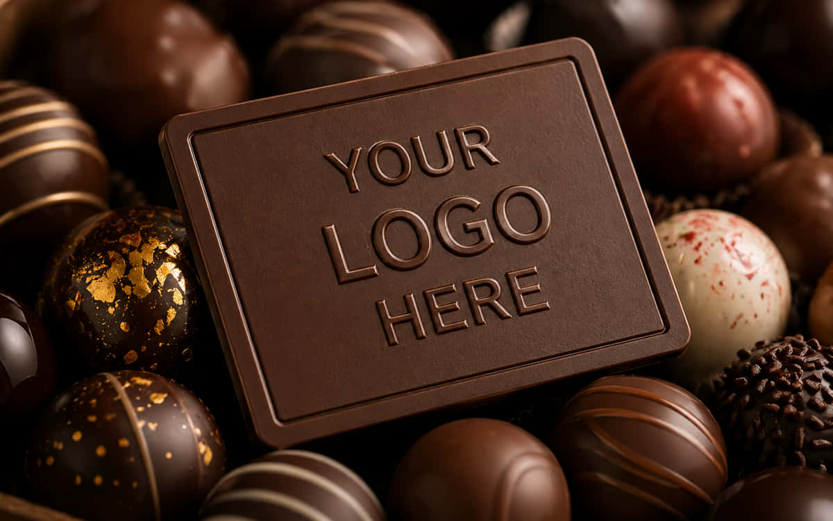 Chocolate business card with embossed logo